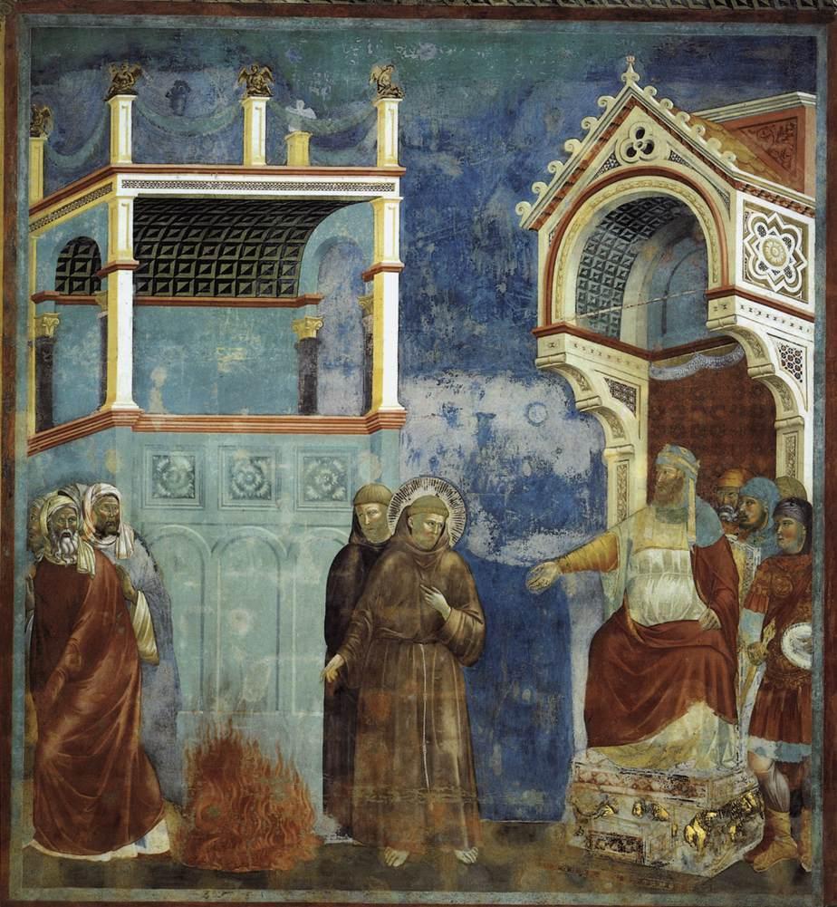 Giotto di Bondone - Legend of St Francis - 11. St Francis before the Sultan Trial by Fire - WGA09132